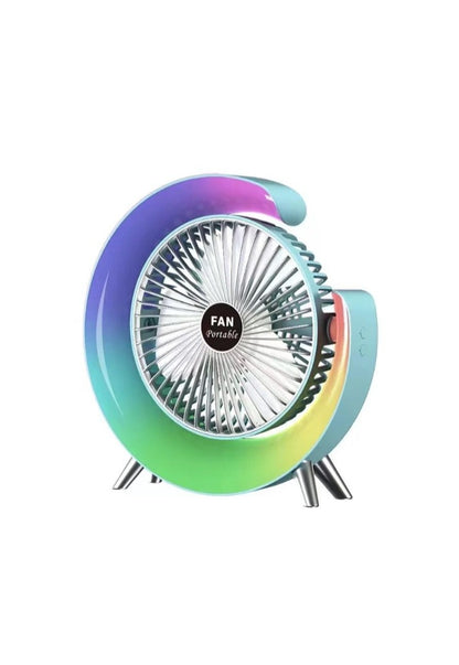 Desktop Mute 3-speed Fan Night Light, USB Charging Mini Fan