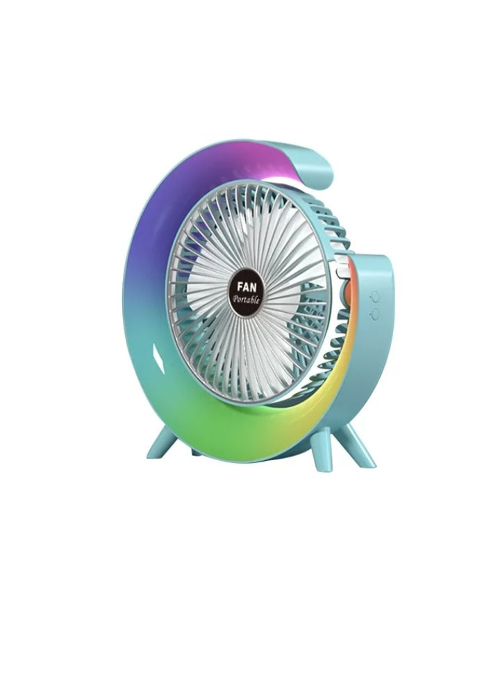 Desktop Mute 3-speed Fan Night Light, USB Charging Mini Fan