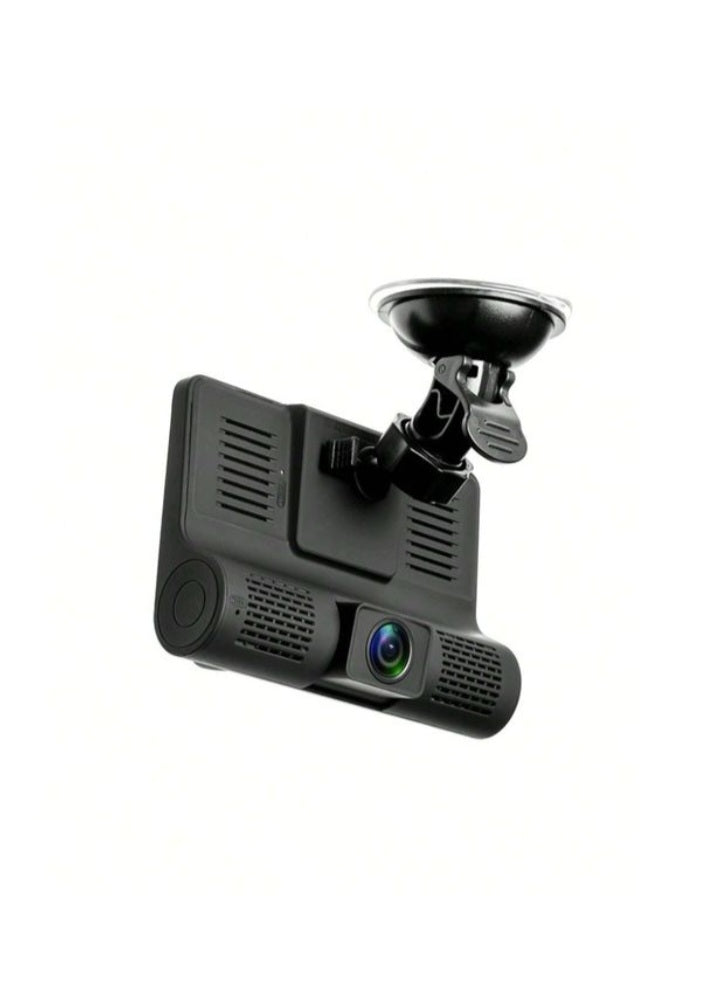 Full HD 1080P Triple Lens Car DashCam With Auto Video Recording - Black