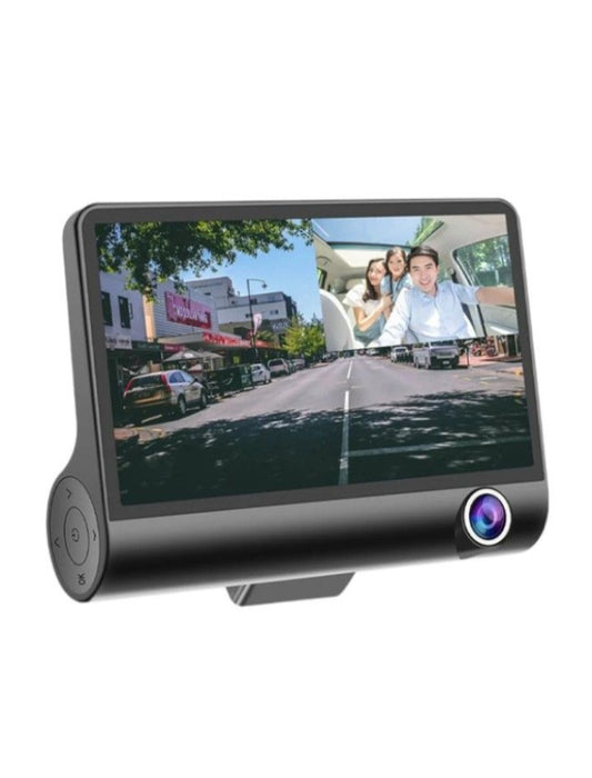 Full HD 1080P Triple Lens Car DashCam With Auto Video Recording - Black